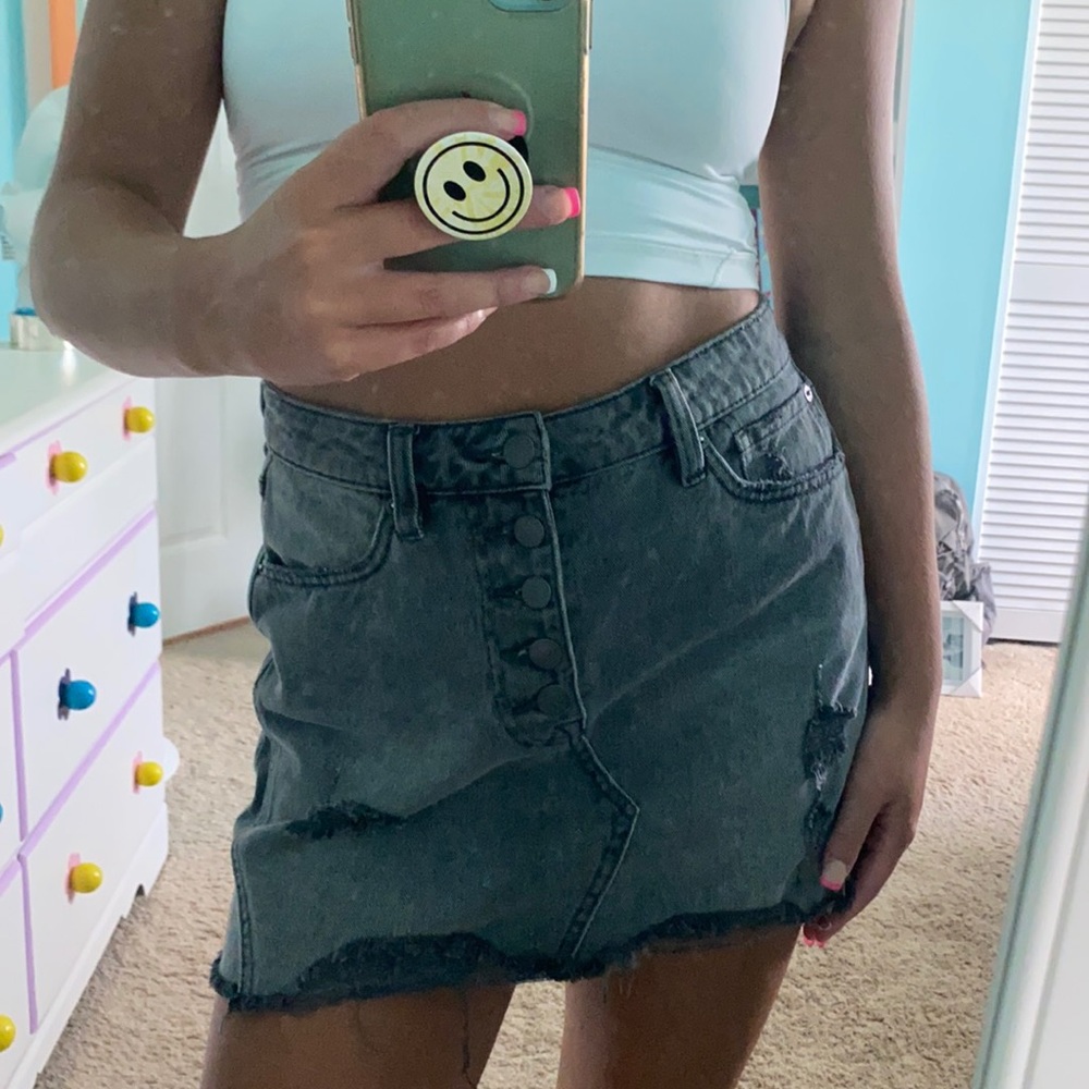 Free people grey denim skirt